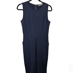 Oasis Jumpsuit Blue Belted Cropped Wide Leg Pockets Size 10